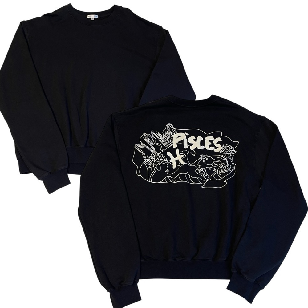 NWT Good American Pices Zodiac Black Crew Neck Sweatshirt Women's 2X